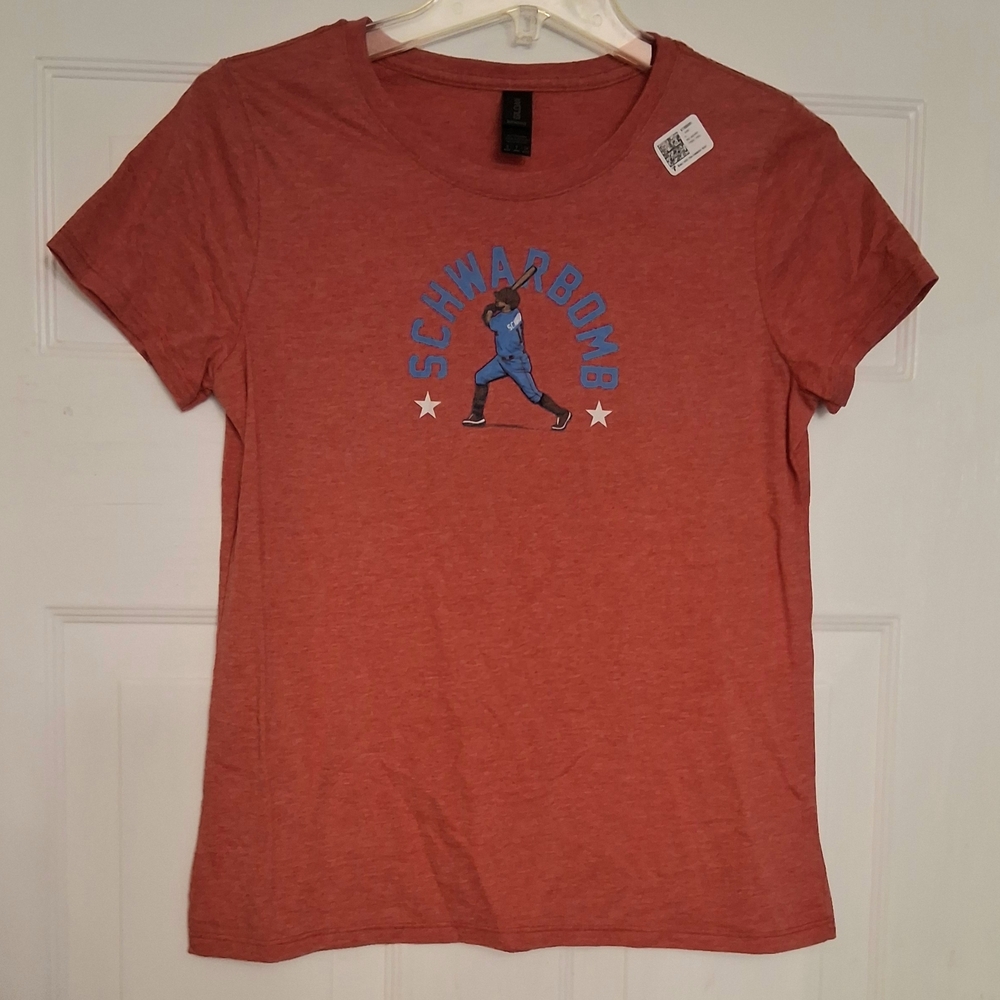 Gildan Pink and Orange Fitted Short Sleeve T-Shirt